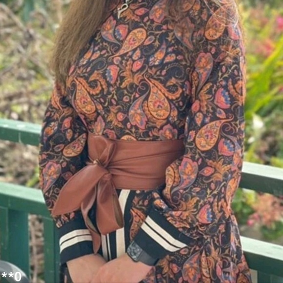 Plus size brown faux leather corset wide waist boho cinch obi belt - Picture 6 of 11